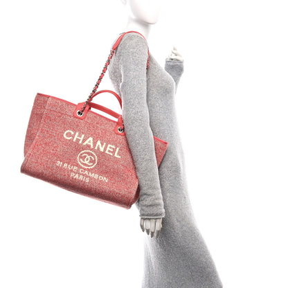 Chanel Mixed Fibers Calfskin Medium Deauville Tote Pink 2 of 12