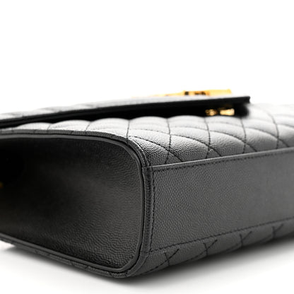 Saint Laurent Grain De Poudre Textured Mixed Matelasse Triquilt Medium Monogram Satchel Black 9 of 10