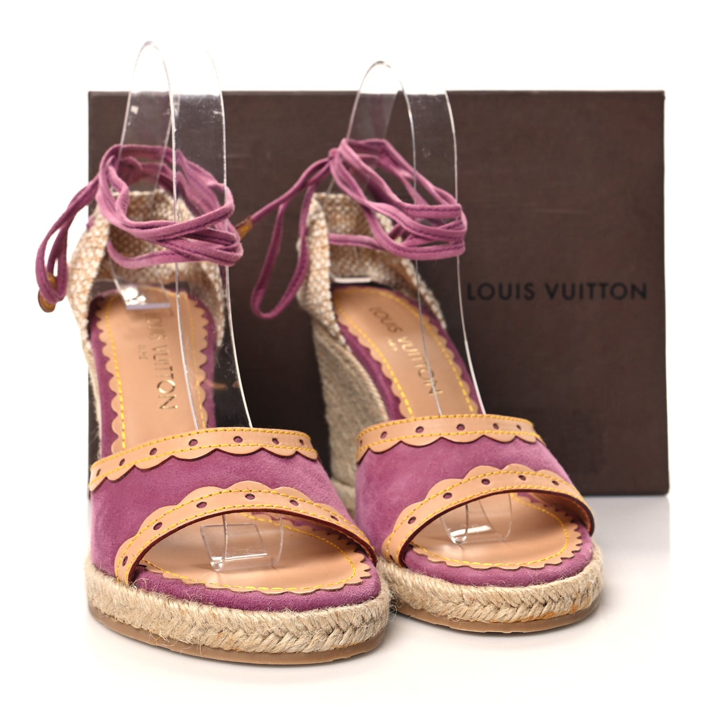 Suede Vachetta Espadrille Wedge Sandals 37.5 Purple