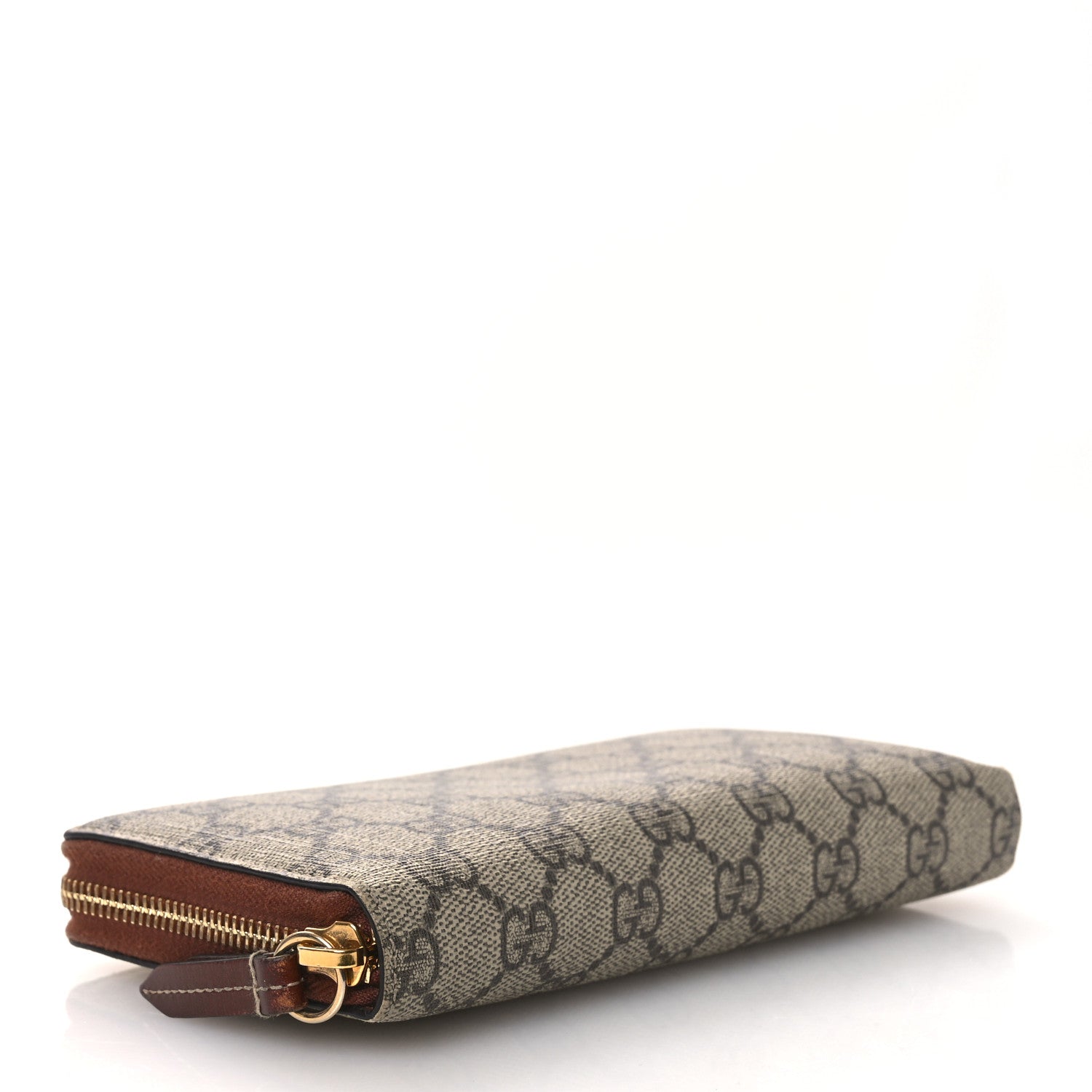 Gucci GG Supreme Monogram Cuoio Toscano Zip Around Wallet Beige Ebony Cuir 4 of 10
