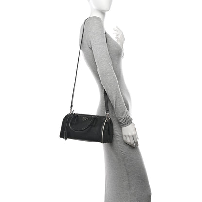Prada Saffiano Lux Top Handle Crossbody Bag Black Talco 2 of 11