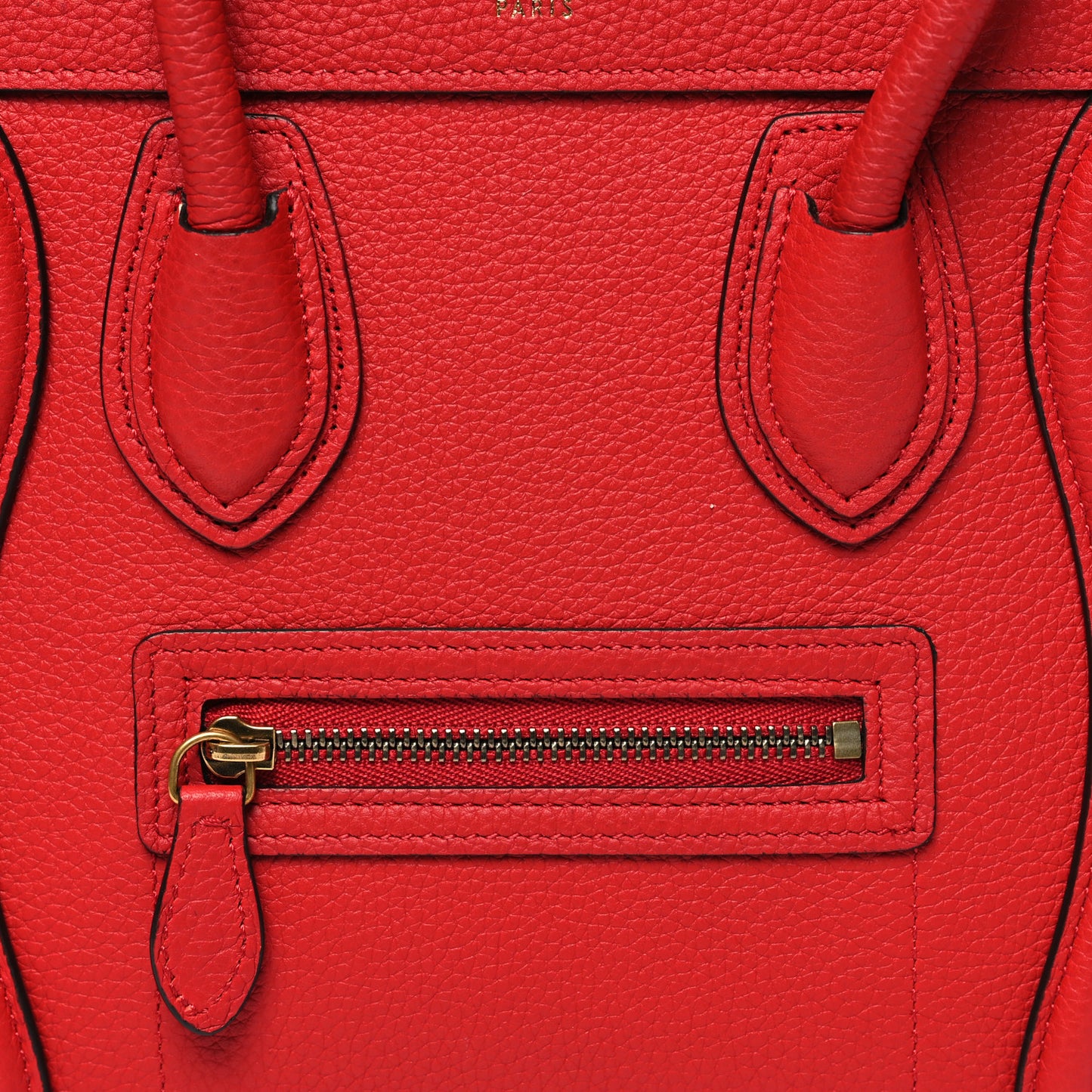 Drummed Calfskin Nano Luggage Vermillion