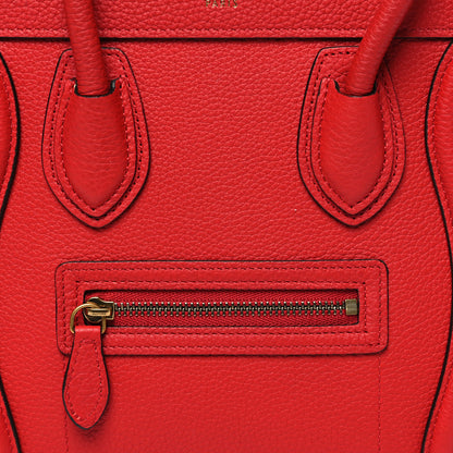 Celine Drummed Calfskin Nano Luggage Vermillion 8 of 10