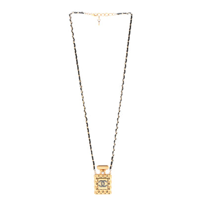 Chanel Crystal Pearl Perfume Bottle CC Necklace Gold 3 of 5