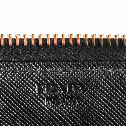Prada Saffiano Metal Large Zip Around Wallet Black 8 of 10