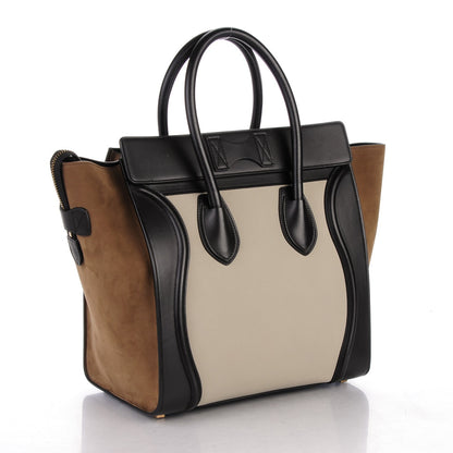 Celine Baby Grained Calfskin Suede Mini Tri-Color Luggage Stone 3 of 8