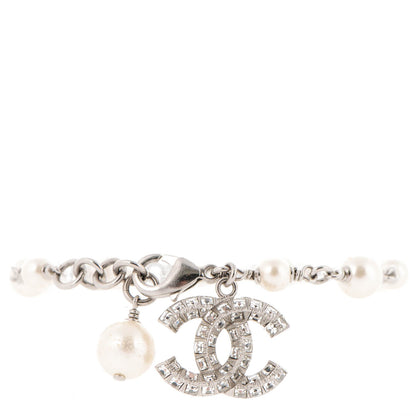 Chanel Baguette Crystal Pearl CC Bracelet Silver 1 of 5