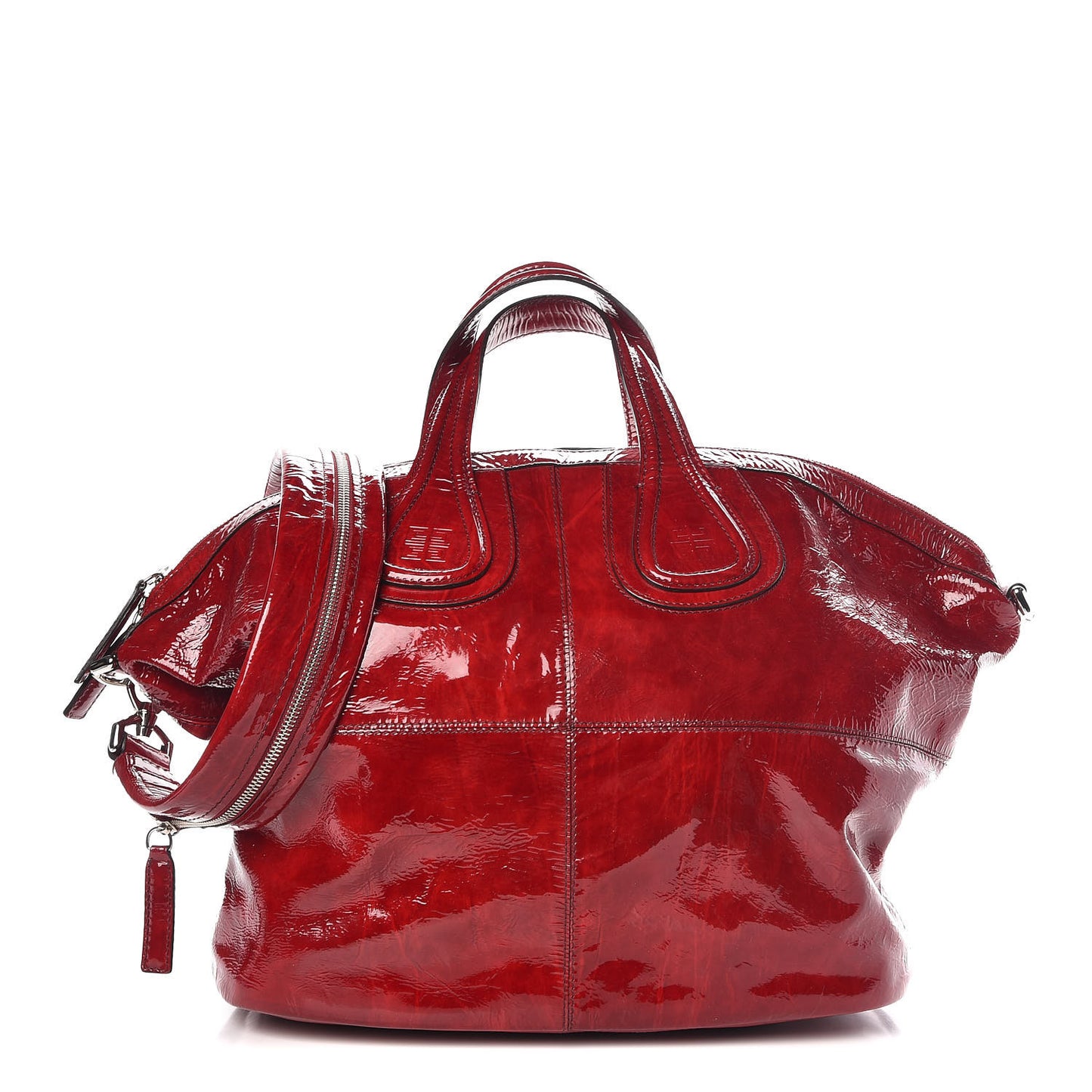 Crinkled Patent Calfskin Medium Nightingale Red