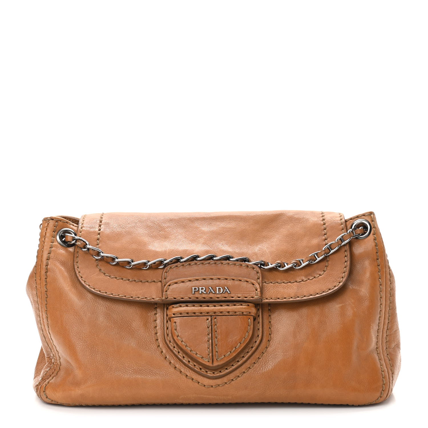 Prada Vitello Phenix Flap Chain Bag Brown 1 of 17