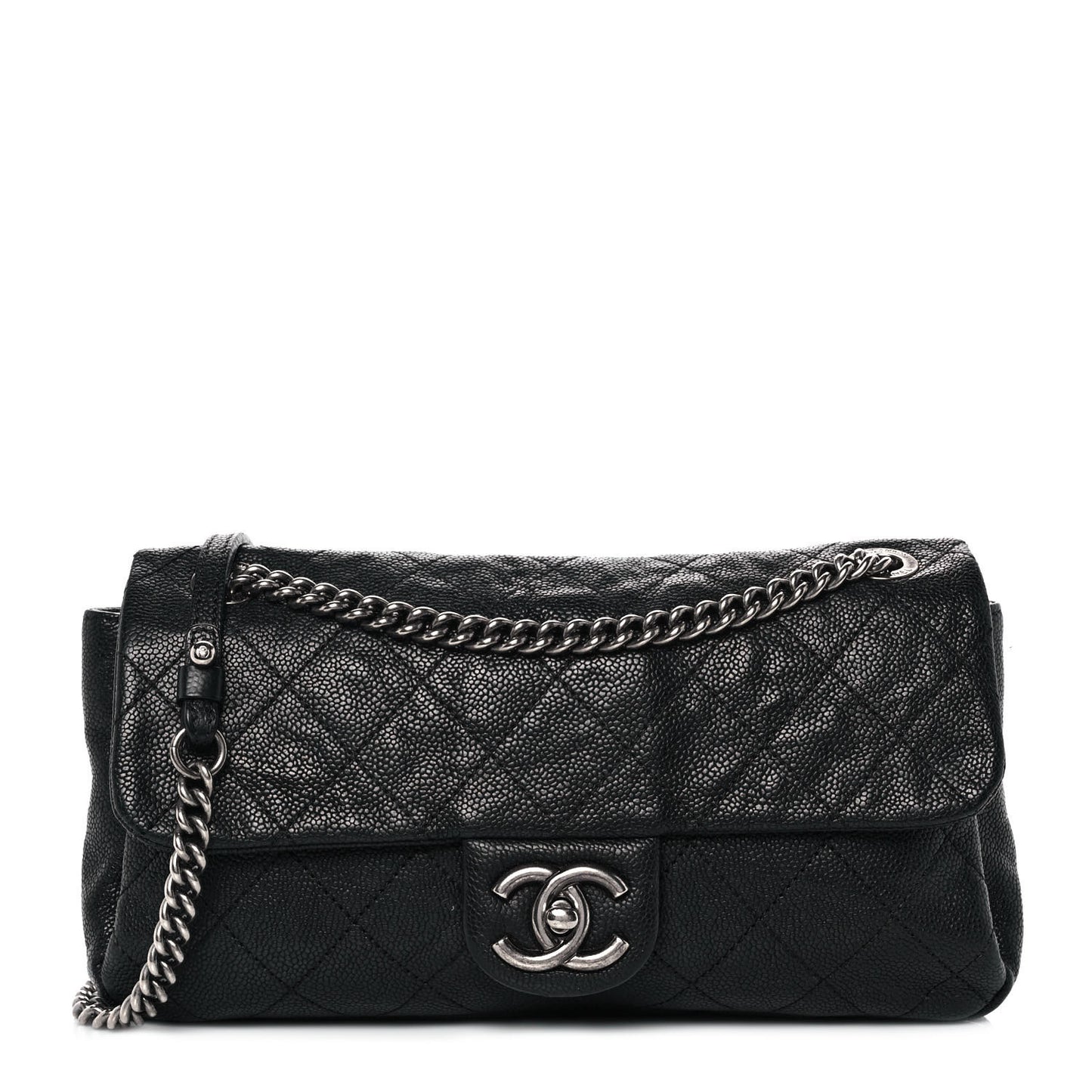 Caviar Quilted Medium Simply CC Flap Black