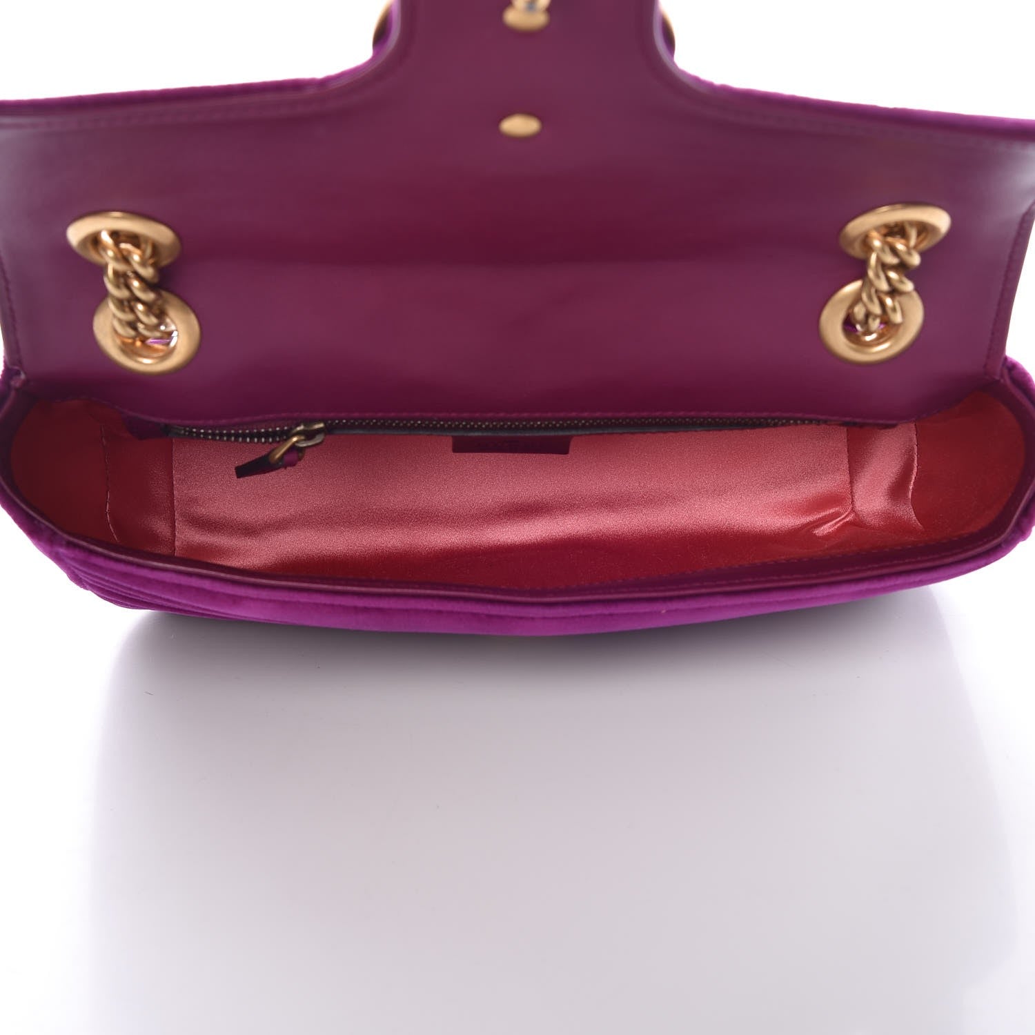 Gucci Velvet Matelasse Small GG Marmont Shoulder Bag Fuchsia Violet Cyclamen 5 of 12