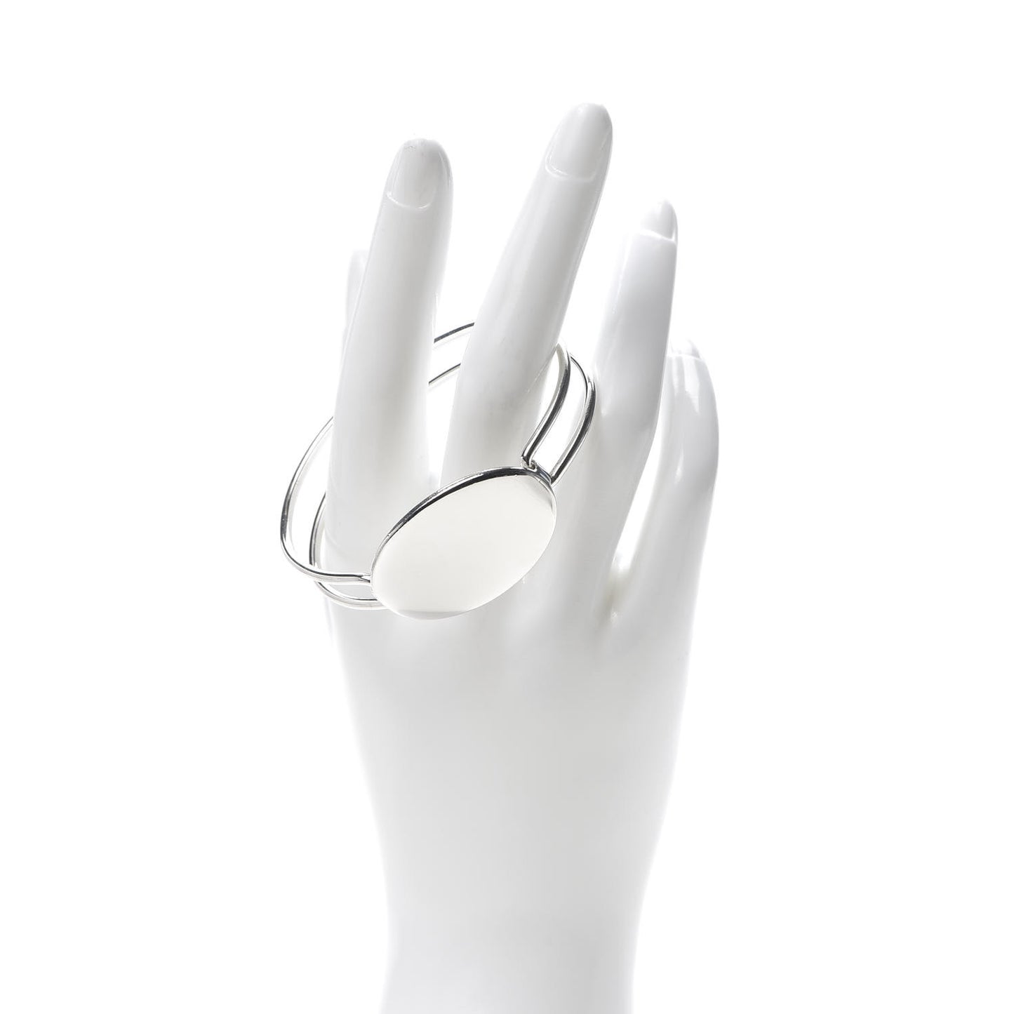 Sterling Silver Oval ID Tag Wire Cuff Bangle Bracelet