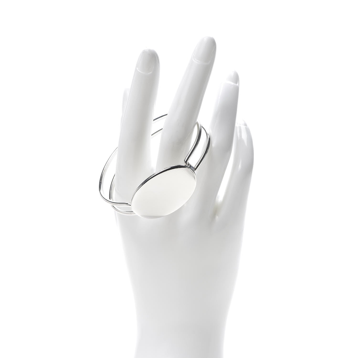 Tiffany Sterling Silver Oval ID Tag Wire Cuff Bangle Bracelet 2 of 5