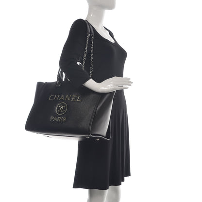Chanel Caviar Large Studded Deauville Tote Black 2 of 10