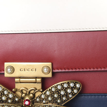 Gucci Calfskin Sylvie Web Queen Margaret Shoulder Bag Blue Agata Hibiscus Red Mystic White 11 of 12