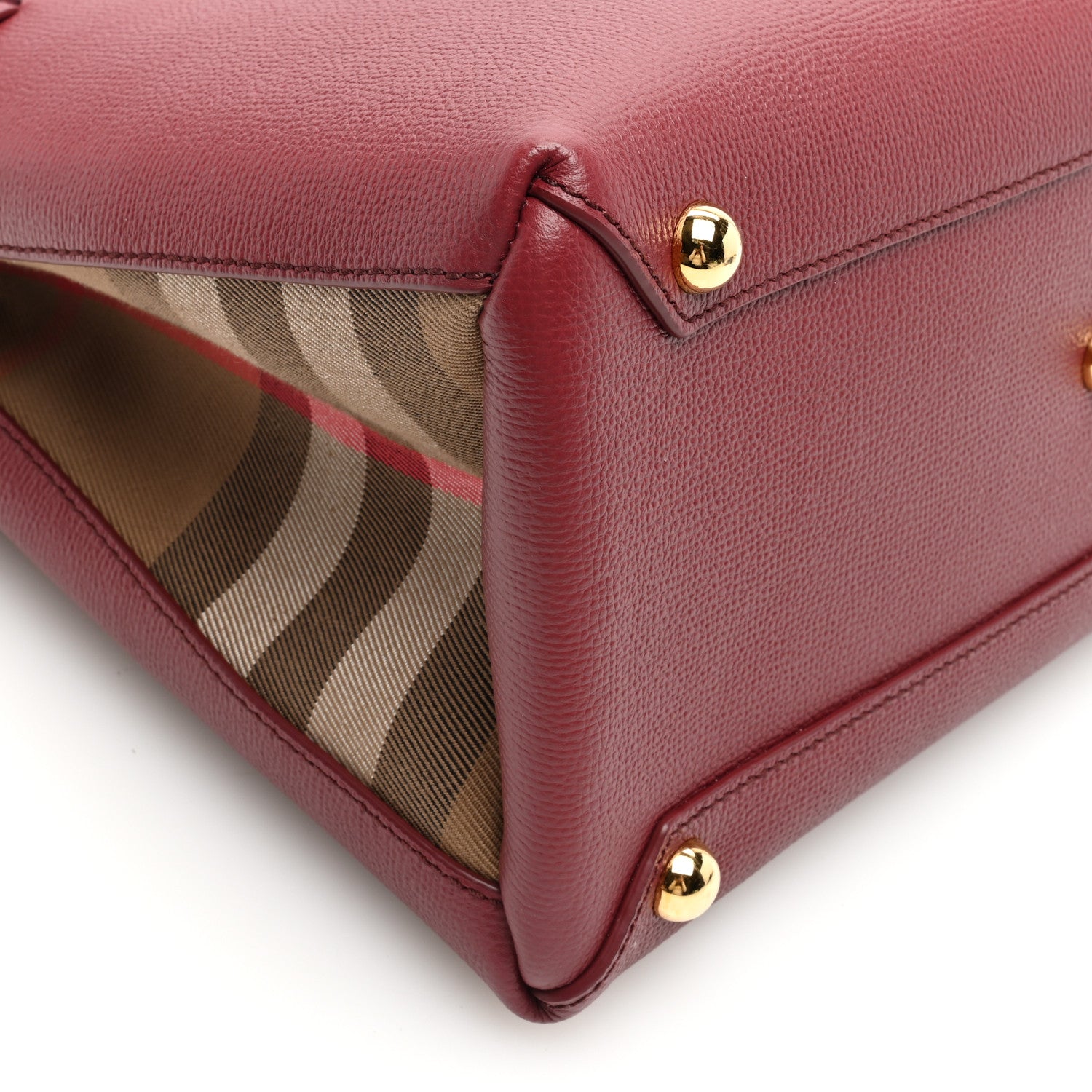Burberry Grainy Calfskin House Check Medium Banner Tote Crimson 8 of 9