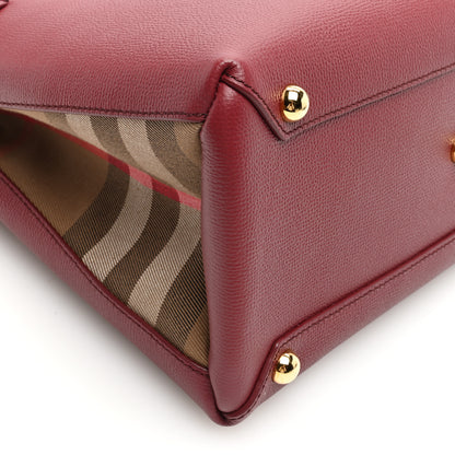 Burberry Grainy Calfskin House Check Medium Banner Tote Crimson 8 of 9