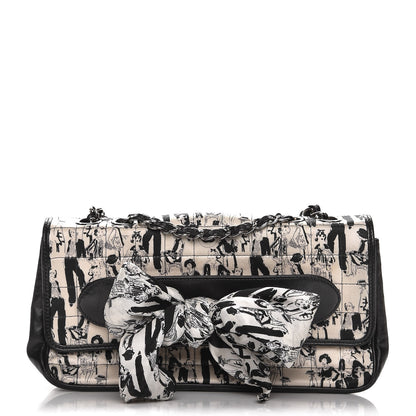 Chanel Silk Lambskin Coco Mademoiselle Scarf Flap Bag White Black 1 of 13