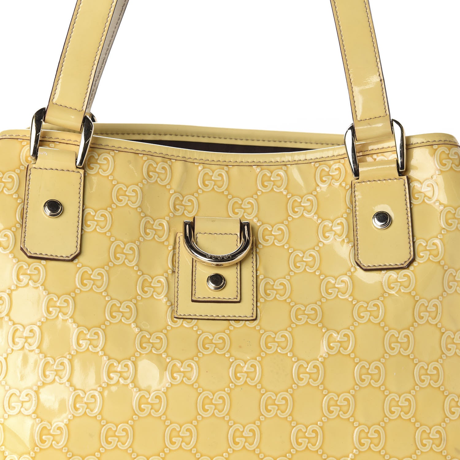 Gucci Patent Monogram Small D Ring Tote Yellow 13 of 13