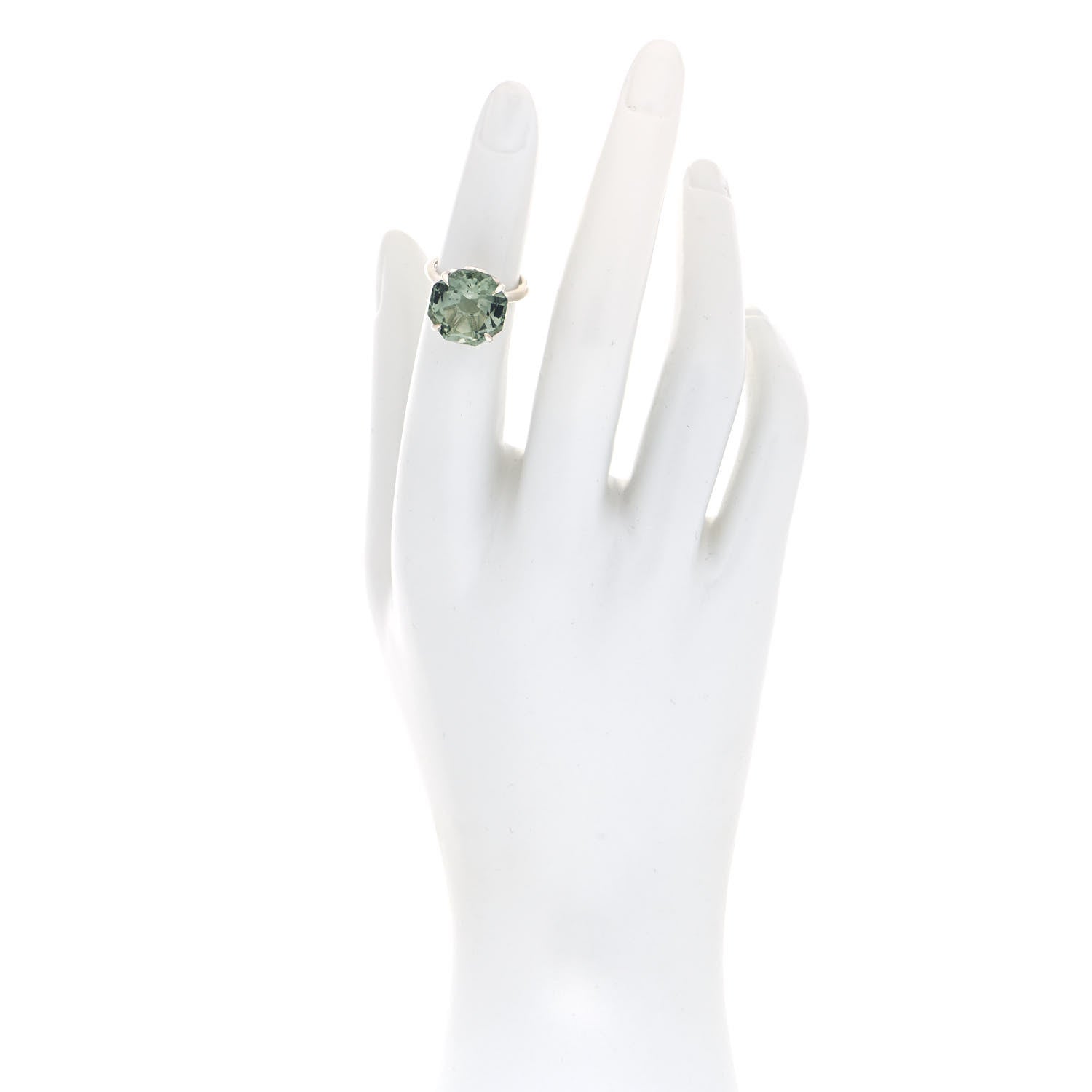 Tiffany Sterling Silver Green Quartz Octagonal Sparklers Cocktail Ring 47 4 2 of 5