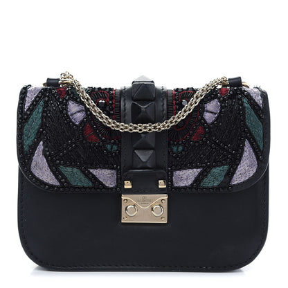 Valentino Garavani Vitello Beaded Small Glam Lock Rockstud Flap Black Multicolor 1 of 11