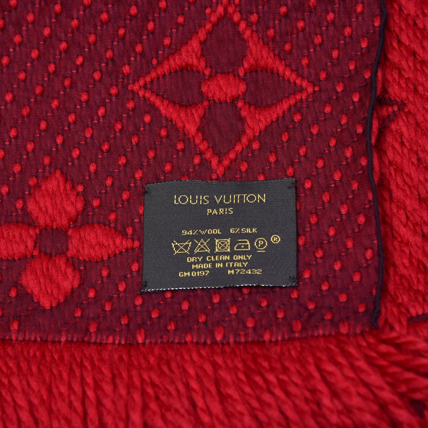 Louis Vuitton Wool Silk Logomania Scarf Rubis 4 of 4
