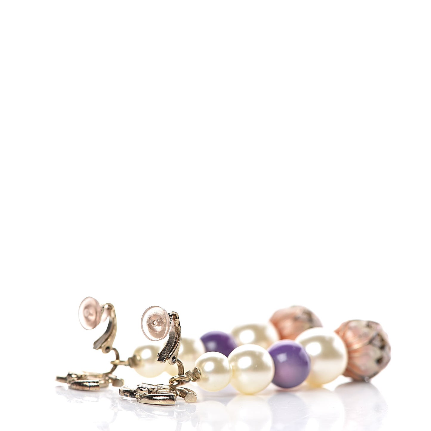 Pearl Enamel Korean Garden CC Clip On Earrings Gold Pink Multicolor