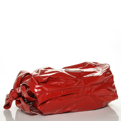 Valentino Garavani Patent Lacca Large Nuage Bow Hobo Red 4 of 6