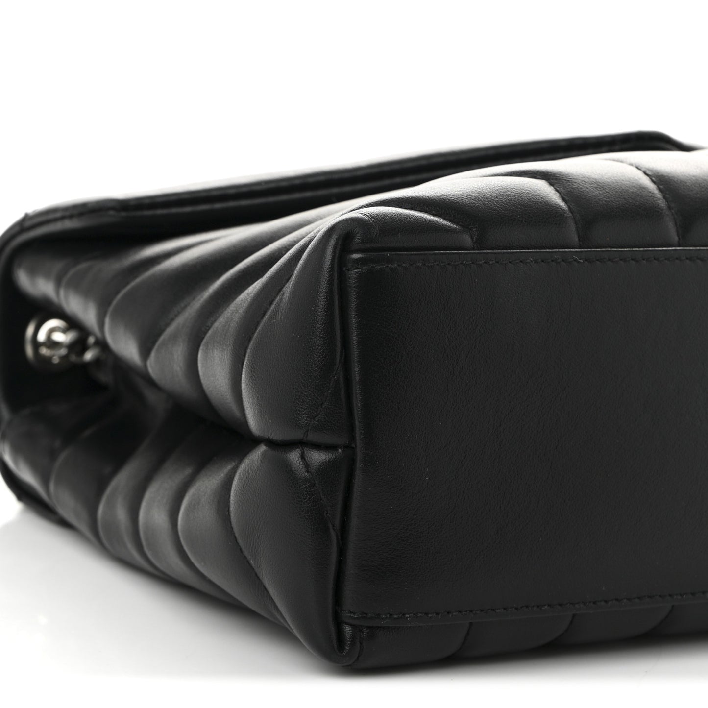 Calfskin Y Quilted Monogram Small Loulou Chain Satchel Black