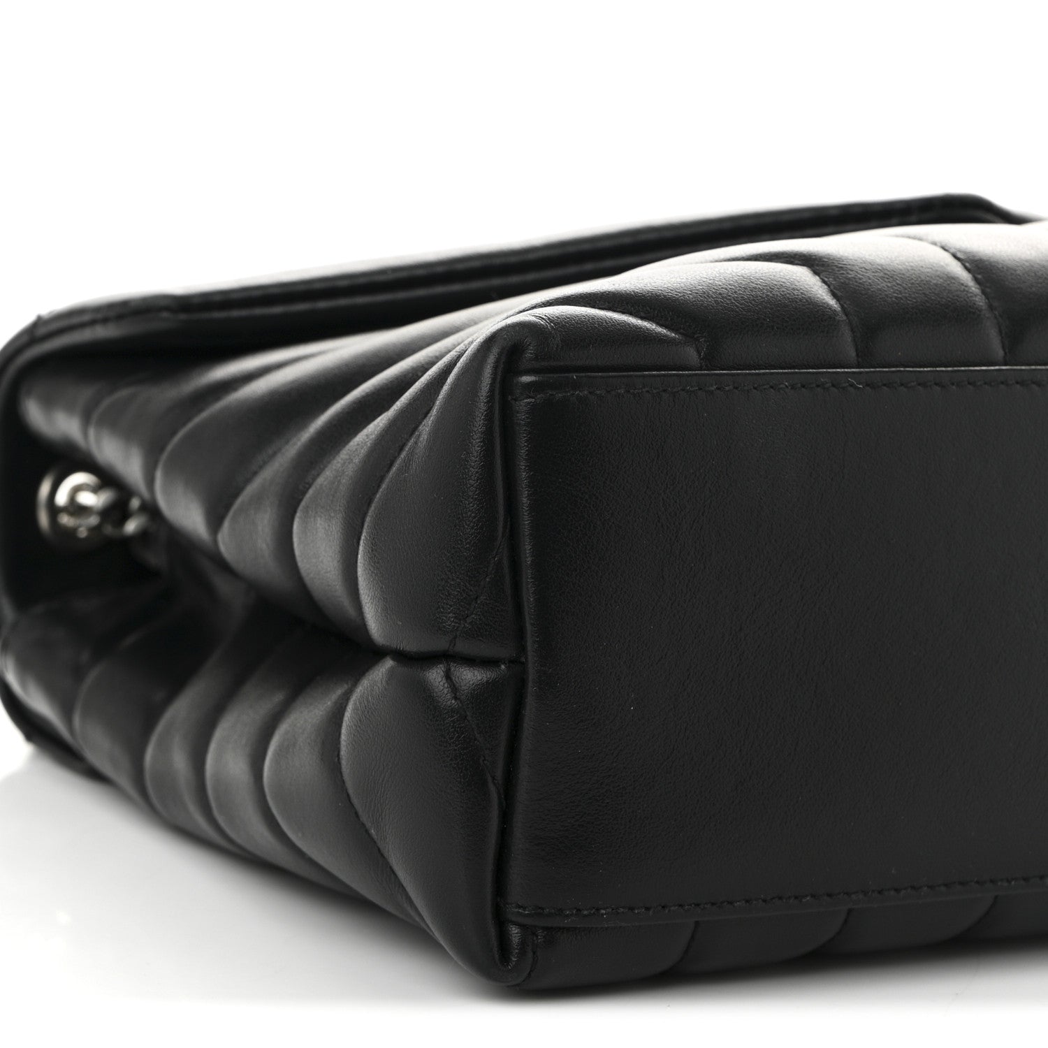 Saint Laurent Calfskin Y Quilted Monogram Small Loulou Chain Satchel Black 9 of 10