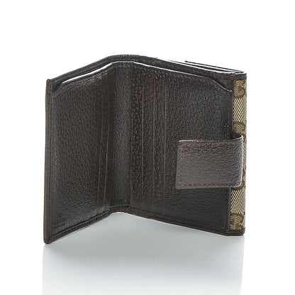 Gucci Monogram Textured Calfskin Metal Bar French Flap Wallet Beige Ebony Cocoa 5 of 7