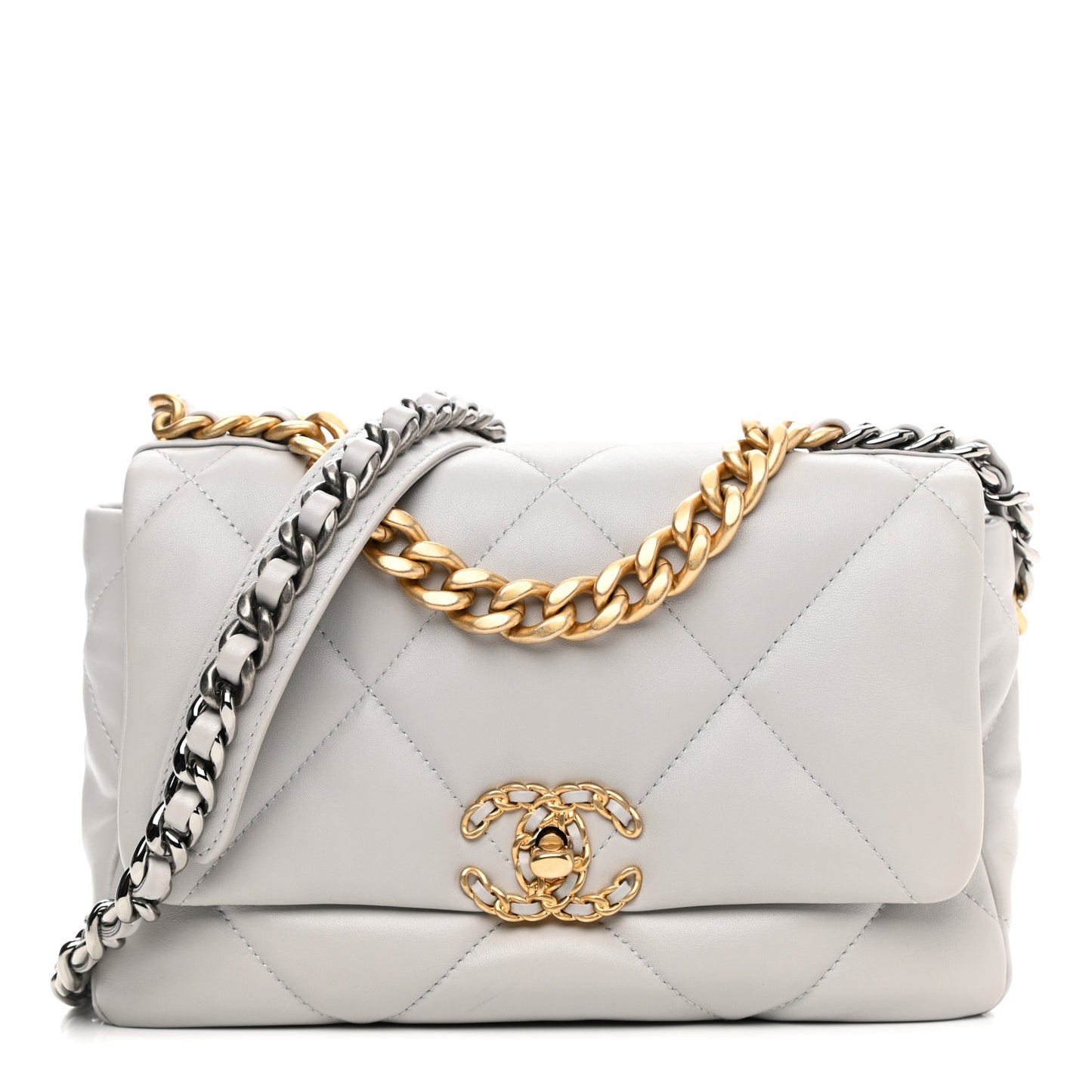 Lambskin Quilted Medium Chanel 19 Flap Grey