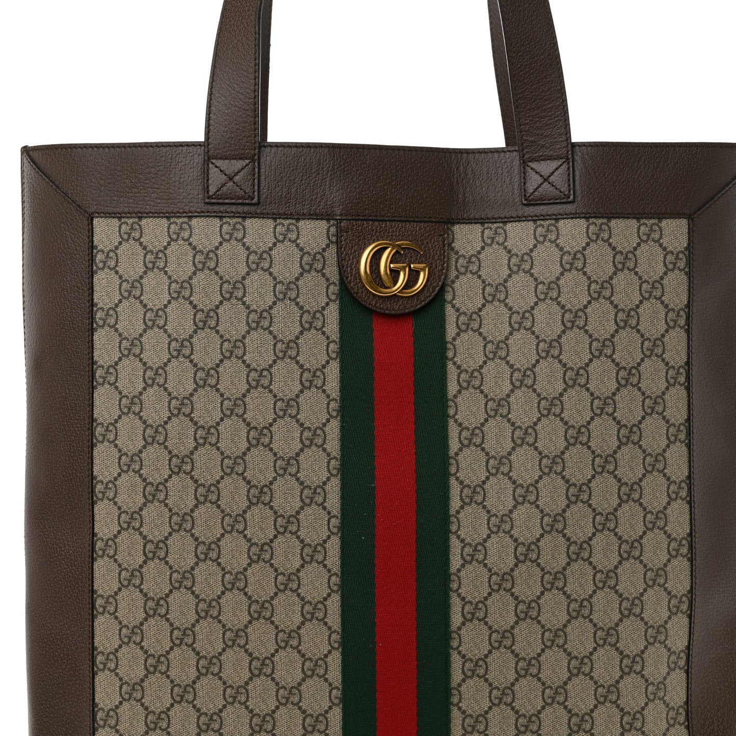 GG Supreme Monogram Web Large Ophidia Vertical Shopping Tote Brown