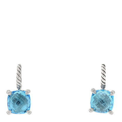 David Yurman Sterling Silver Blue Topaz Diamond Chatelaine Drop Earrings 1 of 4