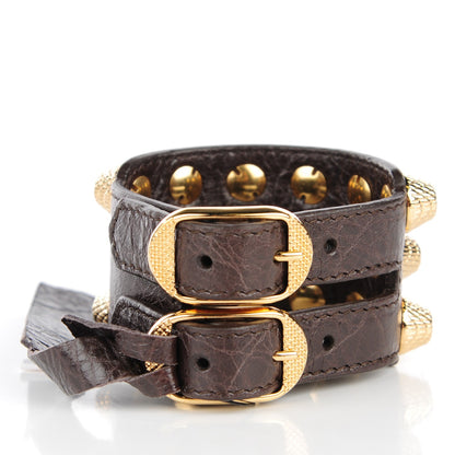 Balenciaga Agneau Arena Three Row Giant Gold M Bracelet Charbon 3 of 5