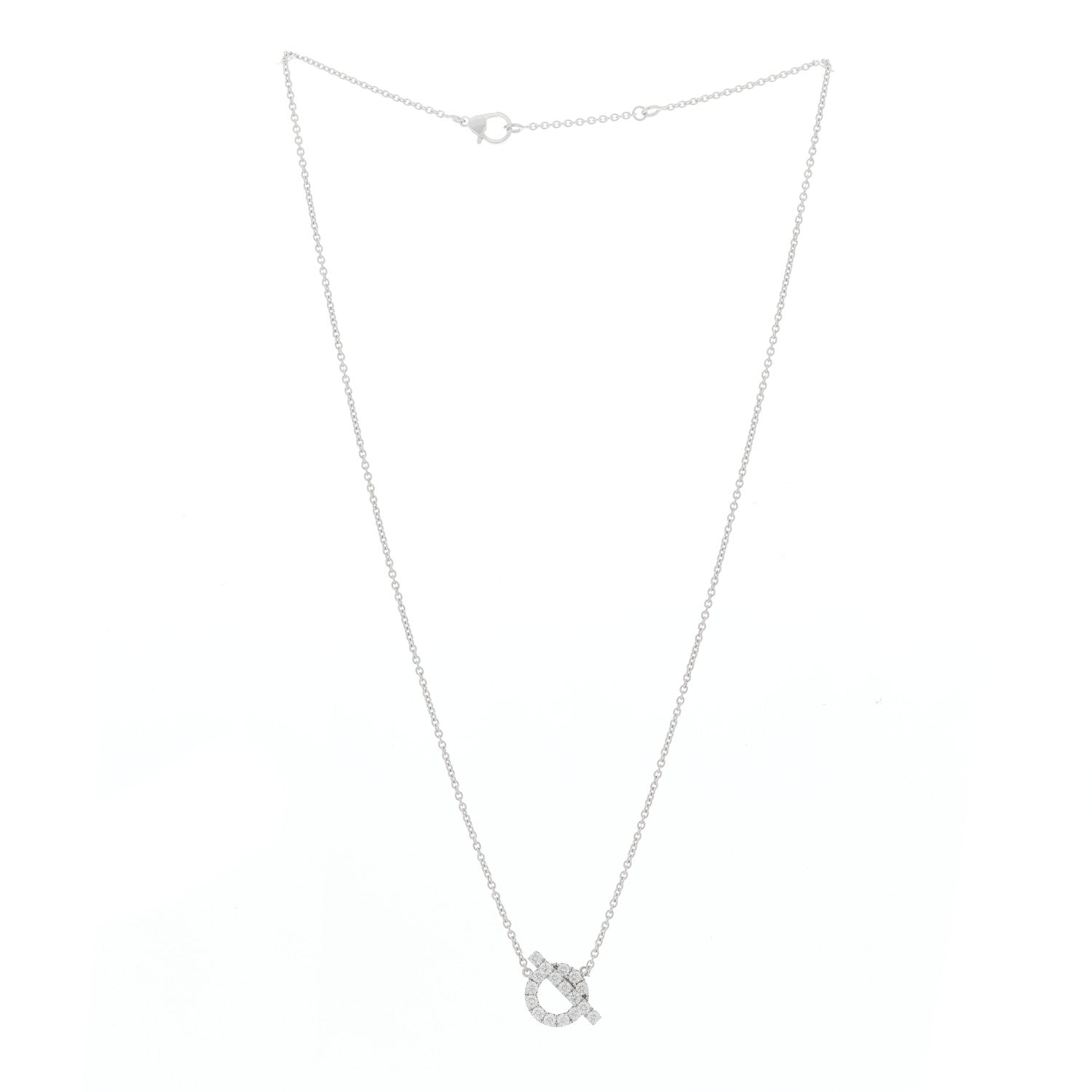 Hermes 18K White Gold Diamond Finesse Pendant Necklace 2 of 5