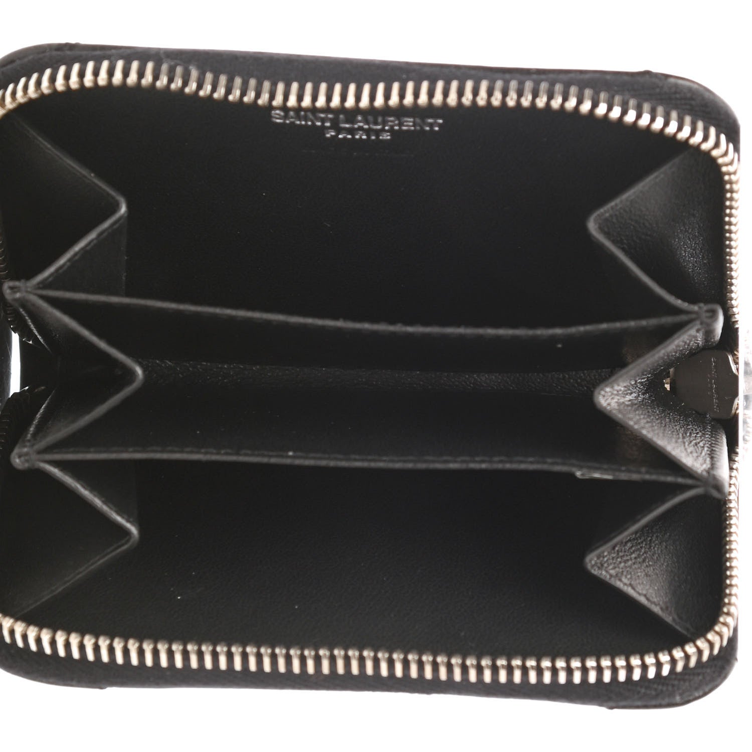 Saint Laurent Lambskin Y Quilted Monogram LouLou Zip Coin Purse Black 5 of 6
