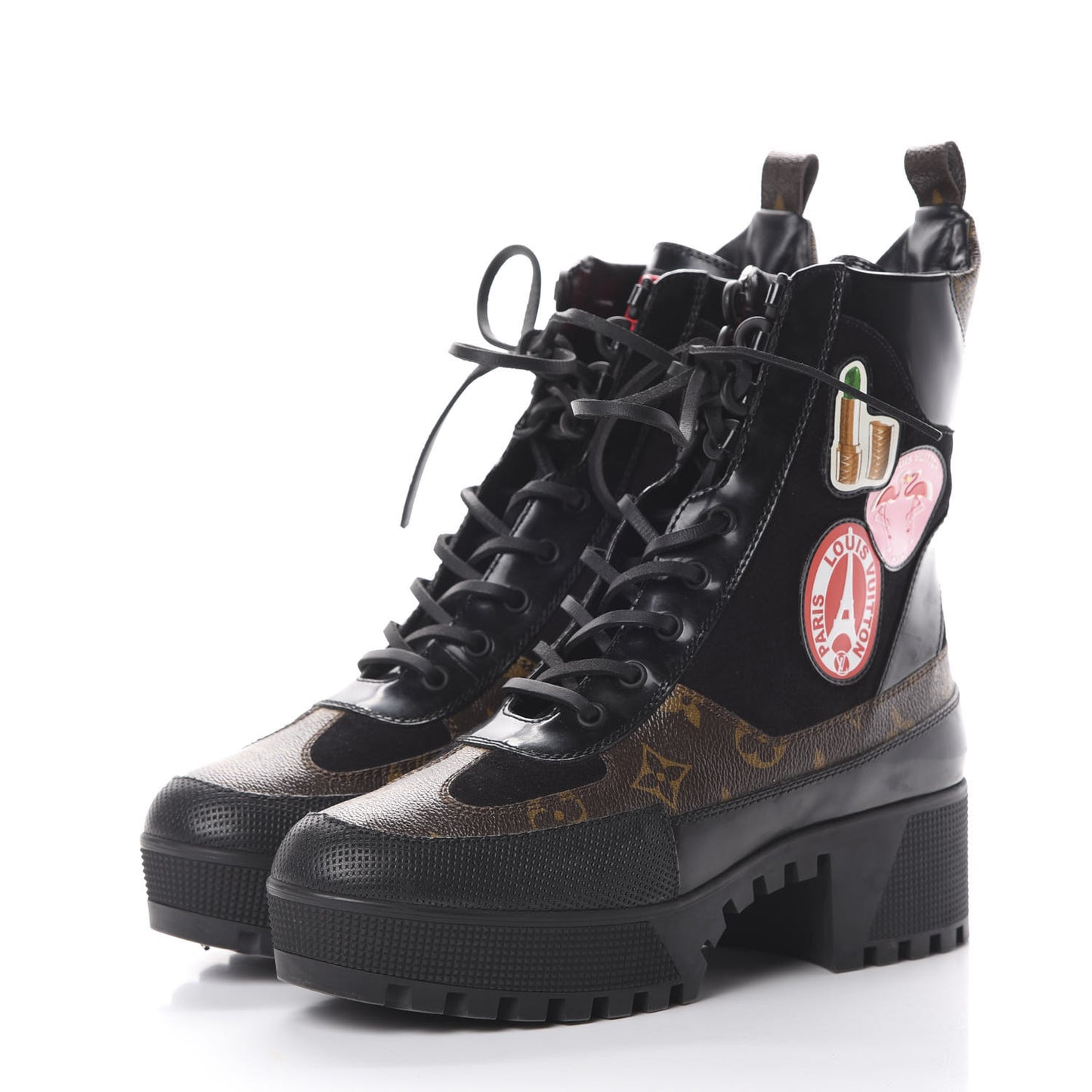 Suede Calfskin Monogram World Tour Platform Desert Boots 40 Black