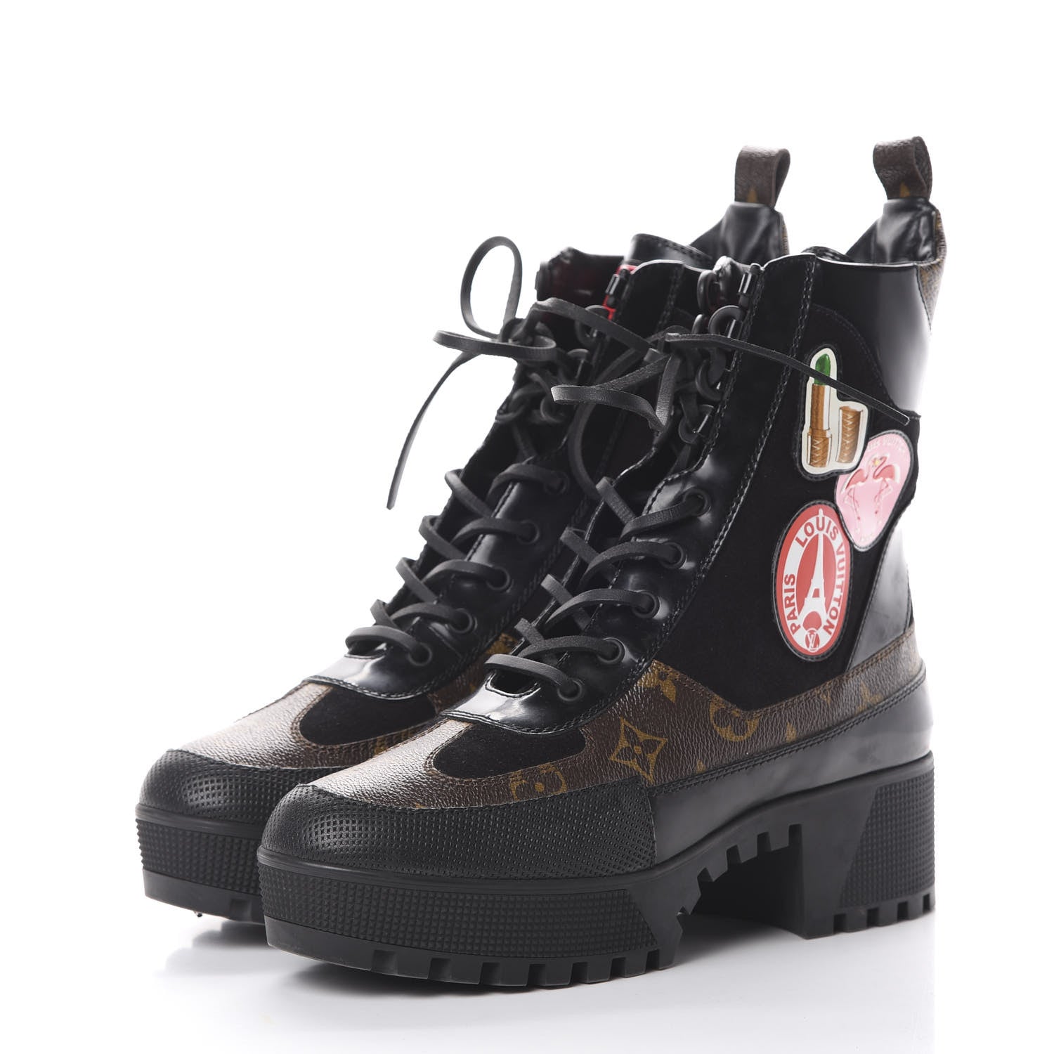 Louis Vuitton Suede Calfskin Monogram World Tour Platform Desert Boots 40 Black 3 of 10
