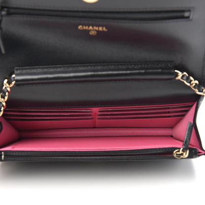 Chanel Goatskin Quilted Timeless CC Wallet On Chain WOC Black 5 of 12