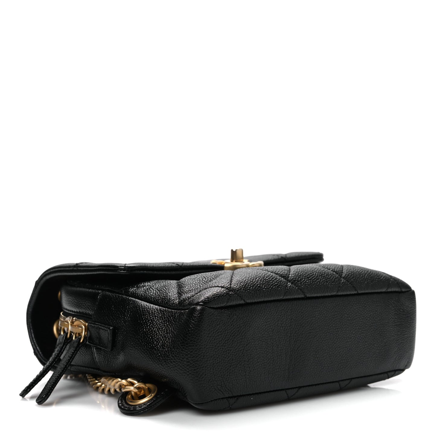 Shiny Caviar Quilted Chain Melody Backpack Black