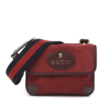 Gucci Suede Web Small Neo Vintage Double Flap Messenger Bag Romantic Cherry Chardonnay 1 of 9