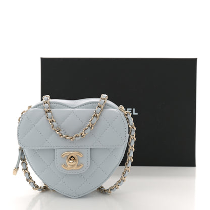 Chanel Lambskin Quilted CC In Love Heart Clutch With Chain Light Blue 11 of 11