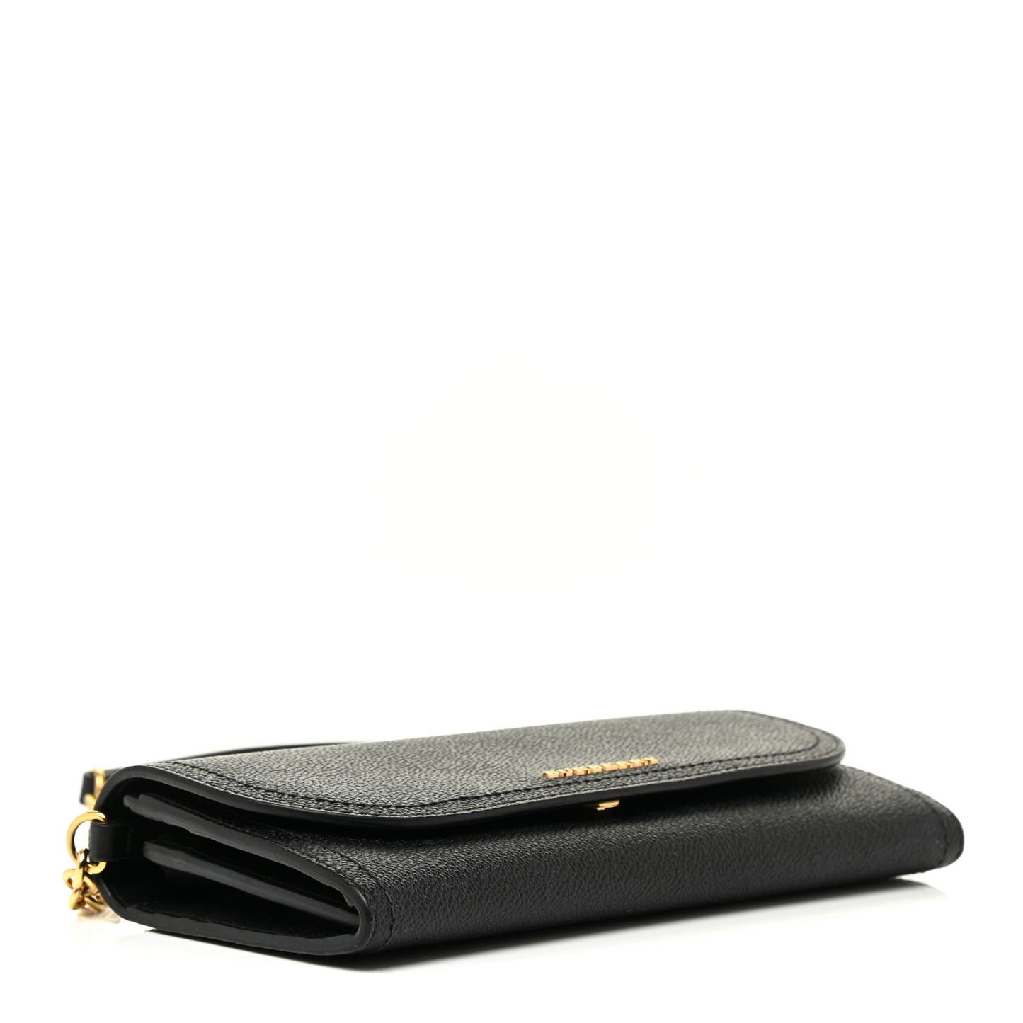 Grainy Calfskin Henley Wallet On Chain Black