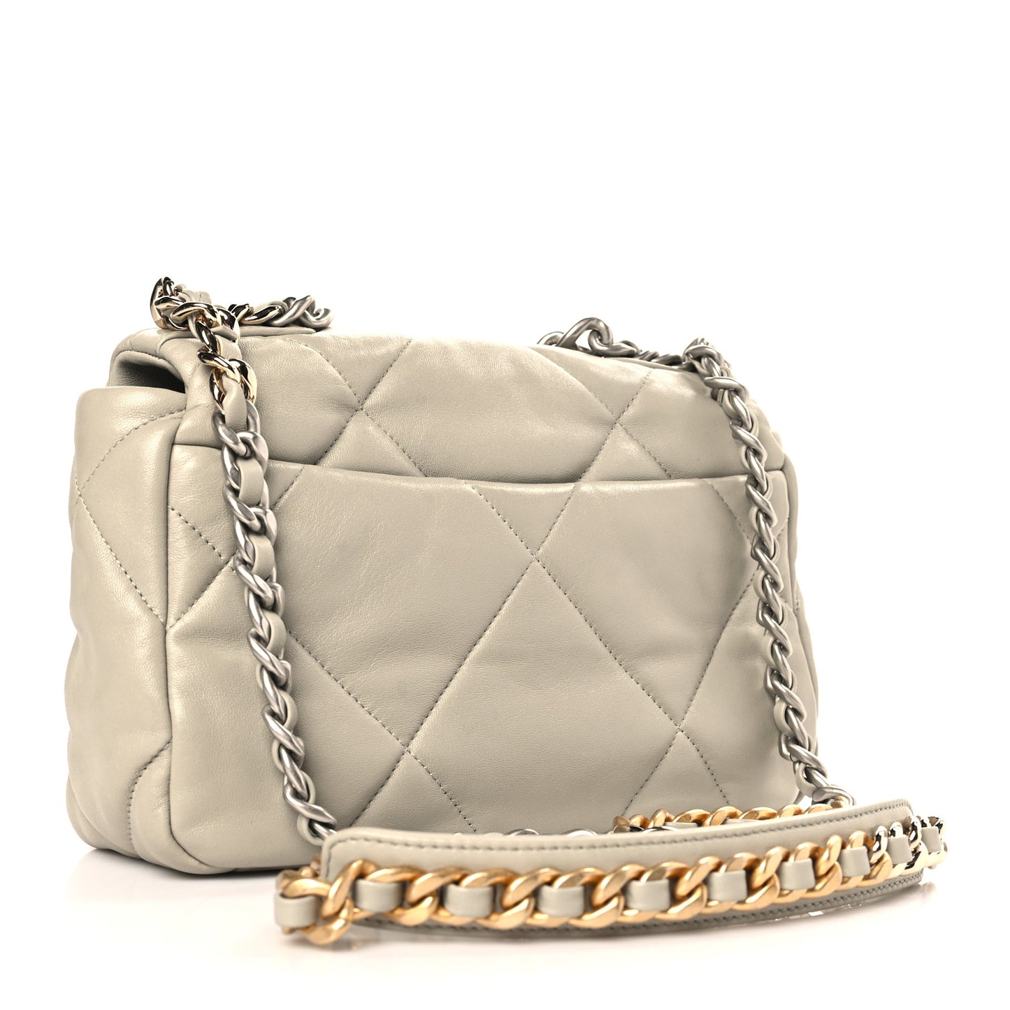 Lambskin Quilted Medium Chanel 19 Flap Light Grey