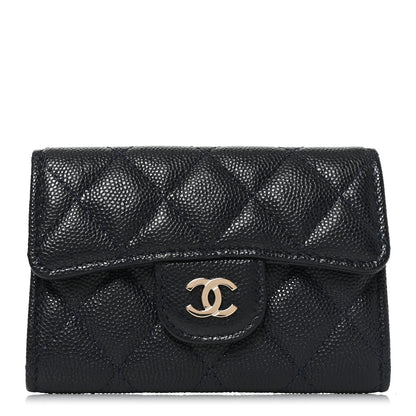 Chanel Caviar Quilted Flap Card Holder Navy Blue 1 of 9