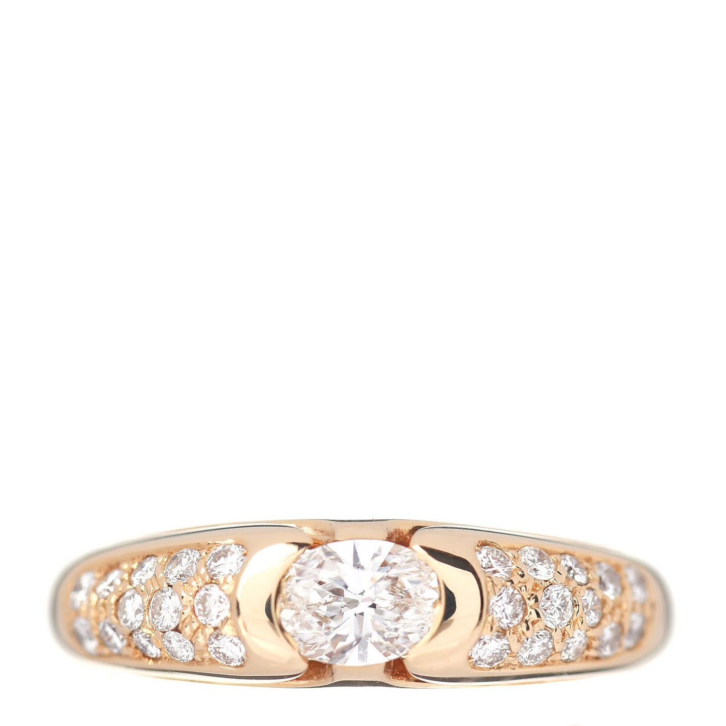 18K Yellow Gold Diamond Oval Cut Pave Band Ring 54 7