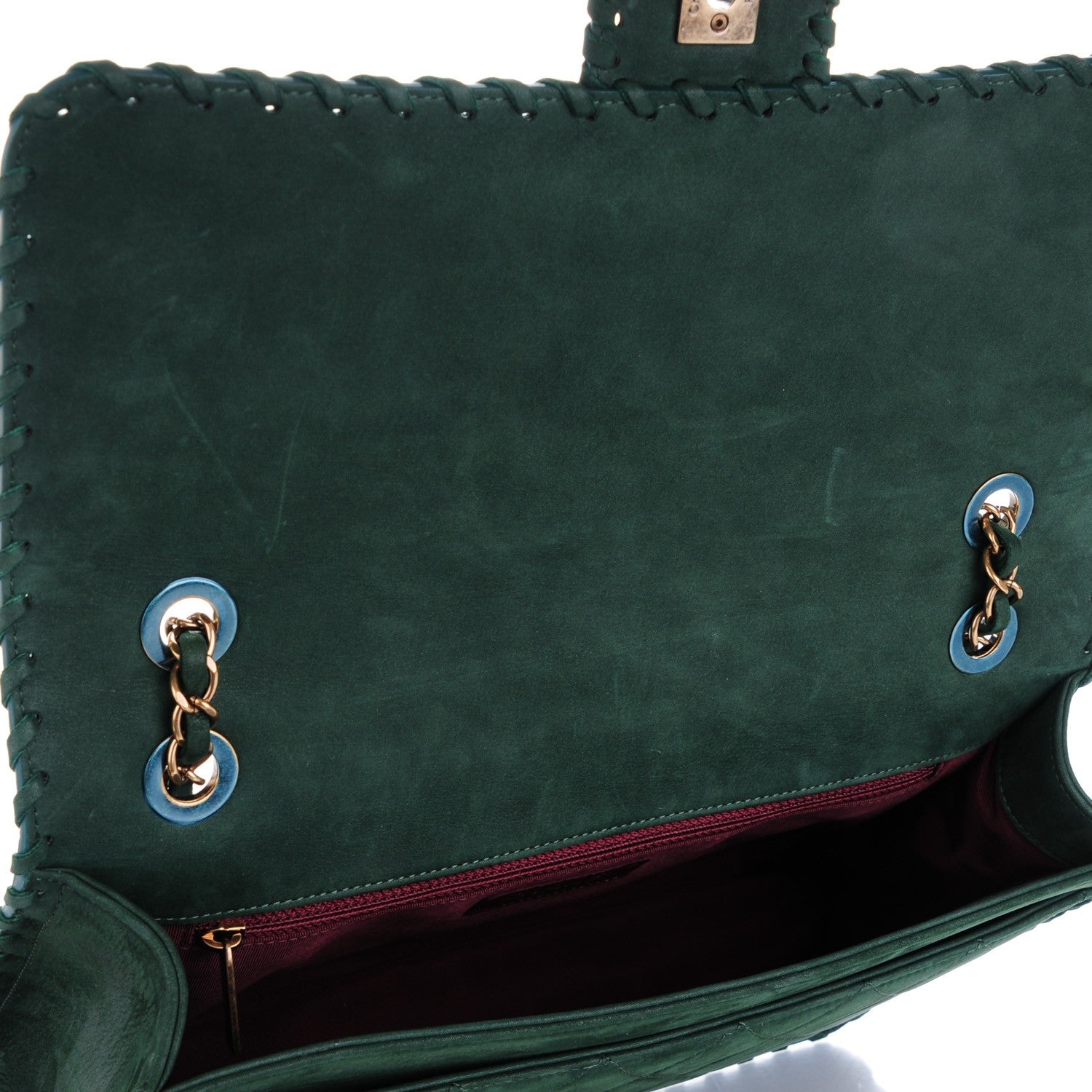 Chanel Metallic Calfskin Quilted Jumbo Happy Stitch Flap Green 9 of 9