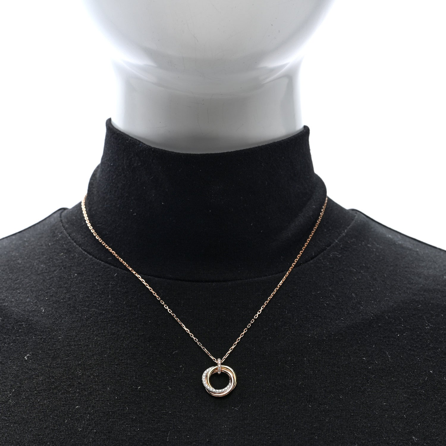 Cartier 18K Pink White Yellow Gold Diamond Small Trinity Half Paved Pendant Necklace 2 of 5