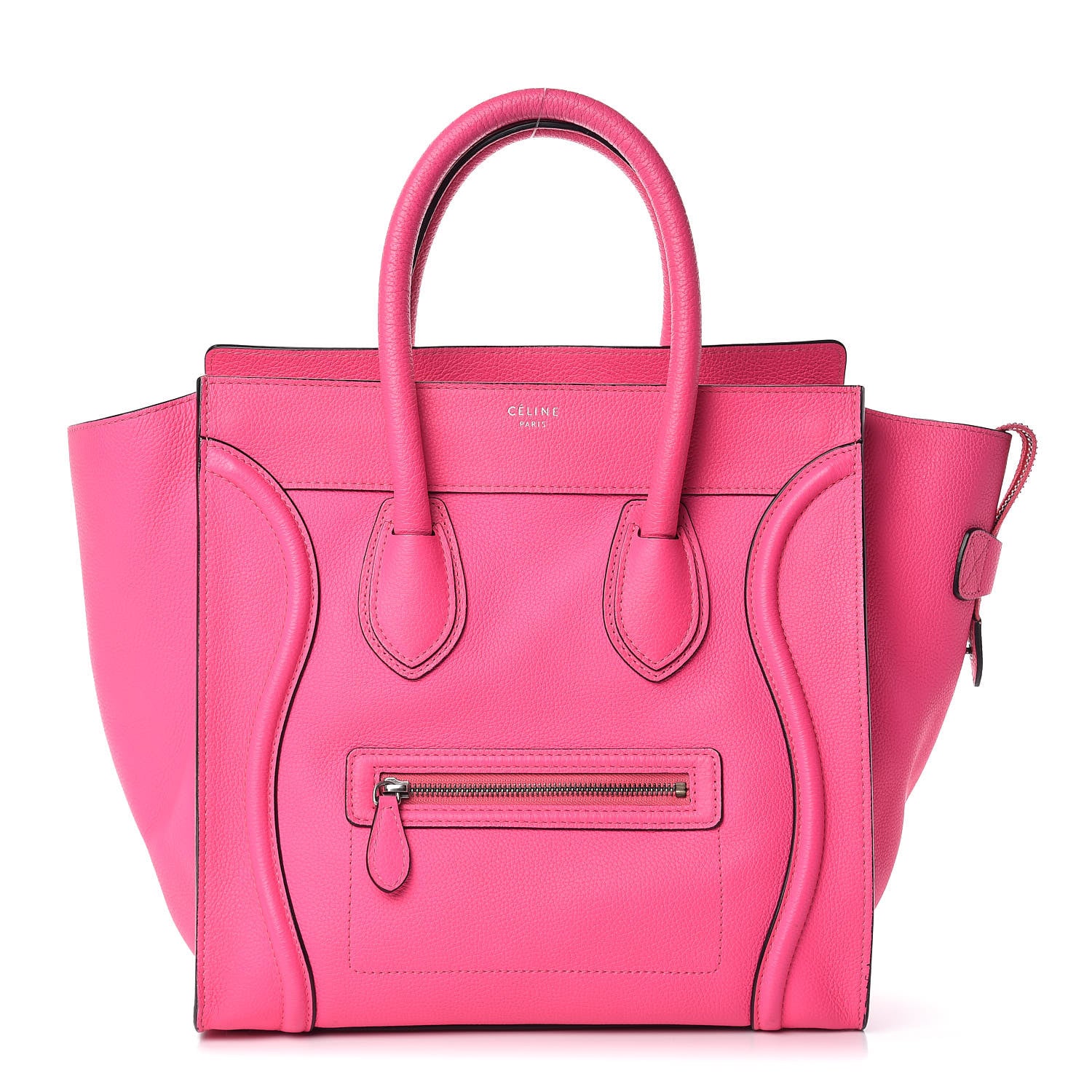 Celine Drummed Calfskin Mini Luggage Fluo Pink 1 of 13